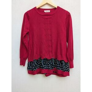 Sweater Women's Two-in-One Long Sleeve Brand Fashion Girl Red Black Size Large